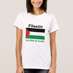 Camiseta Sinalizador da Palestina + Mapa + T-Shirt de Texto