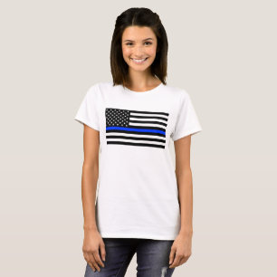 Camiseta Sinalizador da Polícia de Linha Azul-Fino