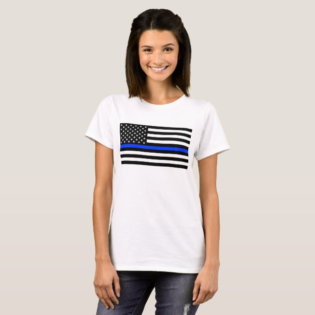 Camiseta Sinalizador da Polícia de Linha Azul-Fino (Frente Completa)
