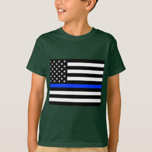 Camiseta Sinalizador da Polícia de Linha Azul-Fino