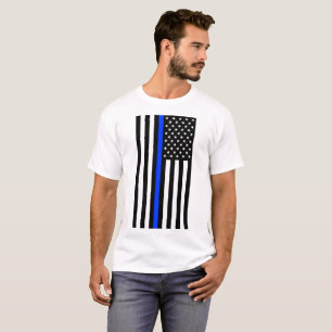 Camiseta Sinalizador da Polícia de Linha Azul-Fino