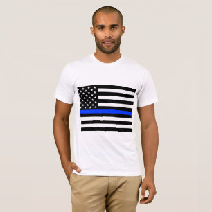 Camiseta Sinalizador da Polícia de Linha Azul-Fino