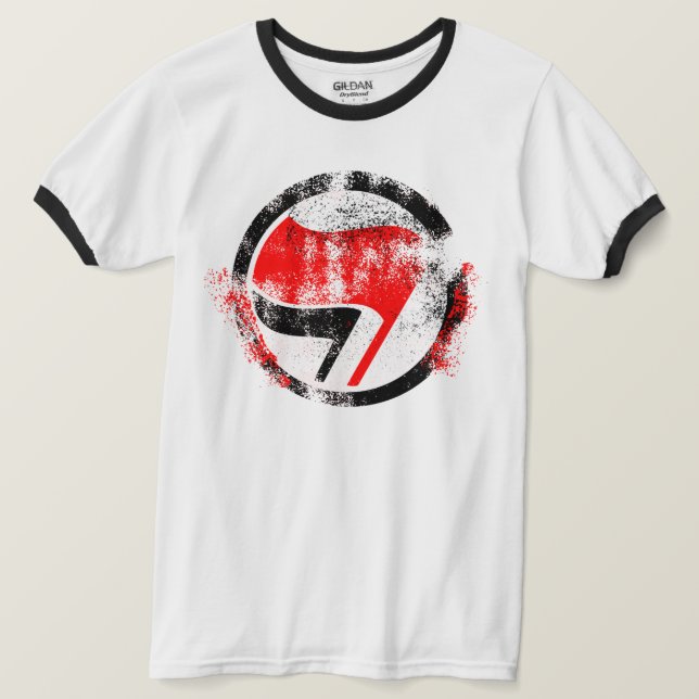 Camiseta Sinalizador de Ação Anti-Fascista Enfraquecido (Frente do Design)
