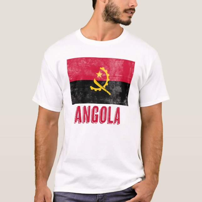 Camiseta Sinalizador de Angola Grunge/ Olhar "Vestido" (Frente)