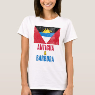 Camiseta Sinalizador de Antígua e Barbuda Grunge/ Olhar "Ve