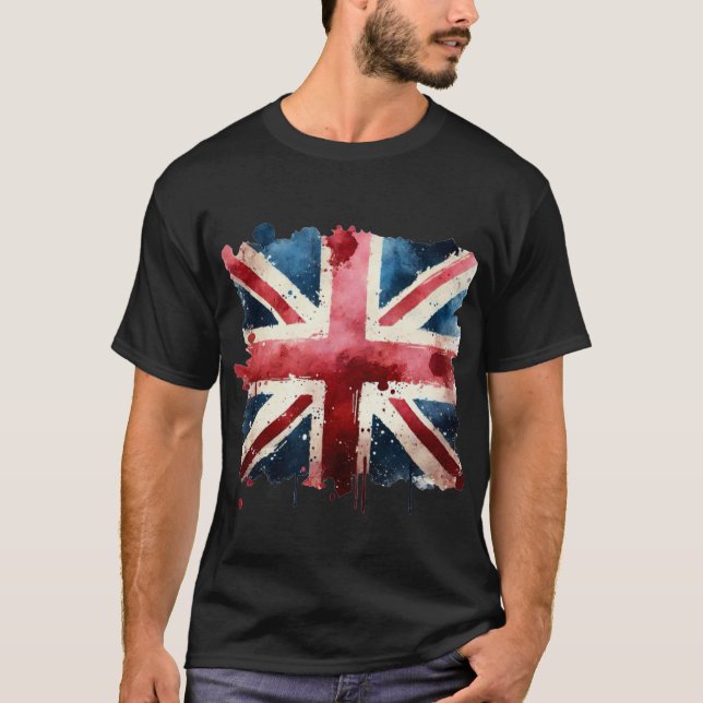 Camiseta Sinalizador de bandeira da União de Cores Aquática (Frente)