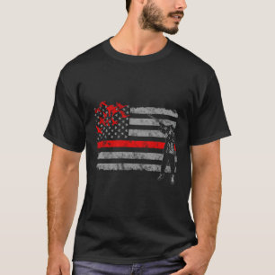 Camiseta Sinalizador de caça de patos fina da linha vermelh
