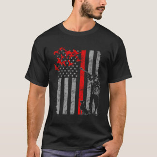 Camiseta Sinalizador de caça de patos fina da linha vermelh