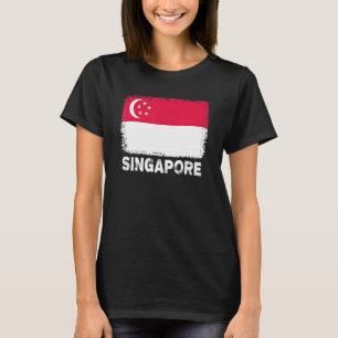 Camiseta Sinalizador de Cingapura Suporta Mulheres Pessoas 