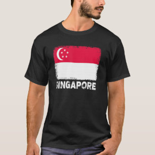 Camiseta Sinalizador de Cingapura Suporta Mulheres Pessoas 