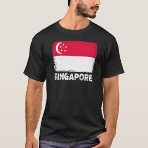 Camiseta Sinalizador de Cingapura Suporte a Pessoas Singapu