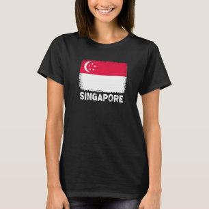 Camiseta Sinalizador de Cingapura Suporte a Pessoas Singapu