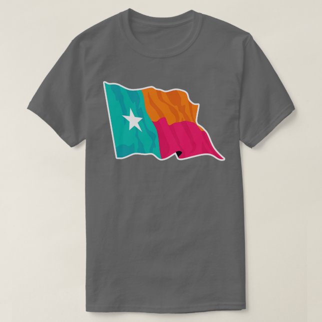 Camiseta Sinalizador de Cor Texas Lone (Frente do Design)