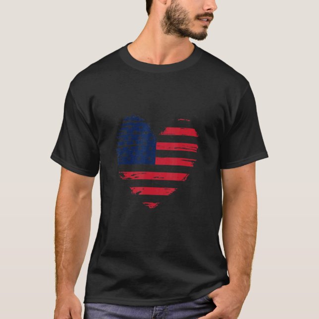 Camiseta Sinalizador de Coração de Amor Americano (Frente)