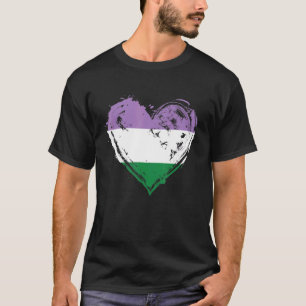 Camiseta Sinalizador de Coração do Orgulho do Genderqueer