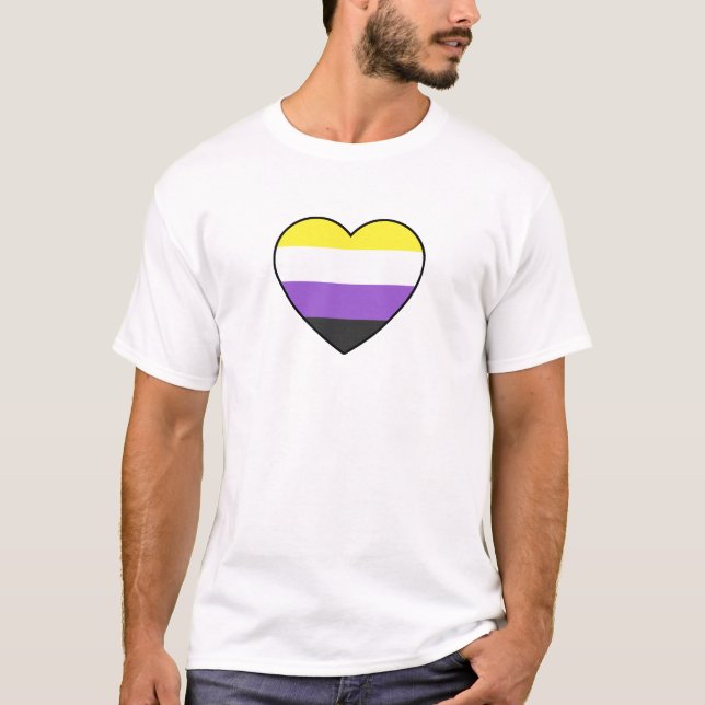 Camiseta Sinalizador de Coração Não Binário (Frente)