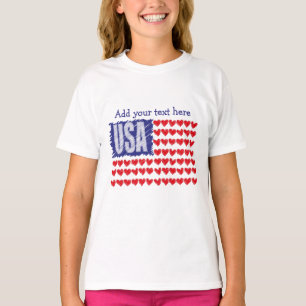 Camiseta Sinalizador de Corações dos EUA Personalizado