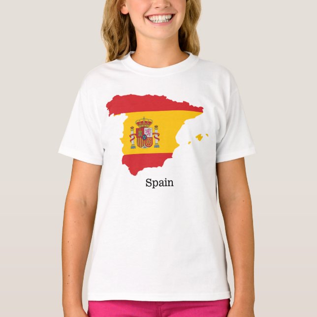 Camiseta Sinalizador de espanha dentro do Mapa do Souvenir (Frente)