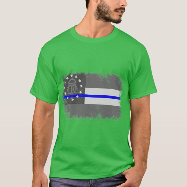 Camiseta Sinalizador de Estado da Geórgia Linha Azul (Frente)