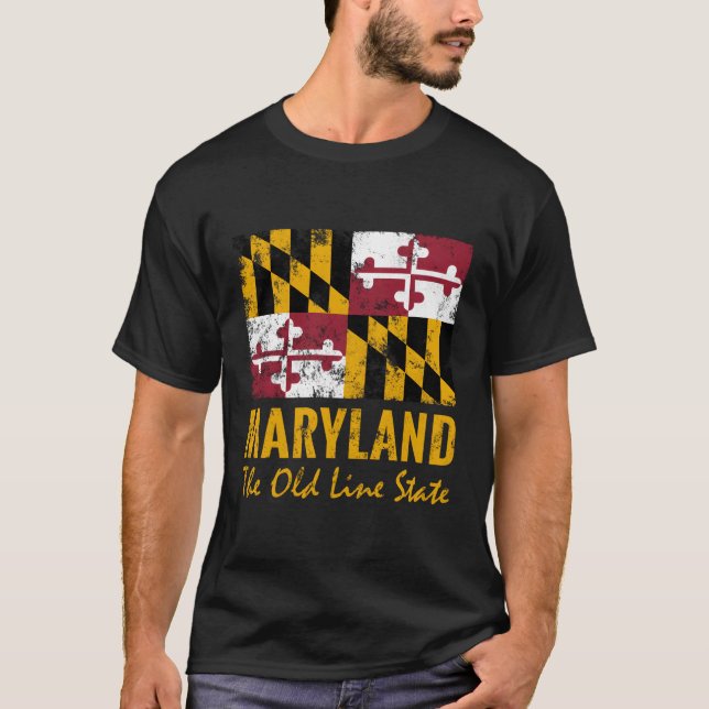 Camiseta Sinalizador de Estado da Linha Antiga de Maryland (Frente)