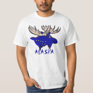 Camiseta Sinalizador de estado do elk do orgulho do Alaska 