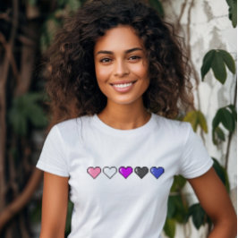 Camiseta Sinalizador de Genderfluido Coração de Pixel