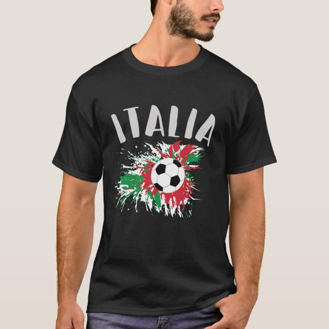 Camiseta Sinalizador de Grunge da Bola de Futebol da Itália (Frente)