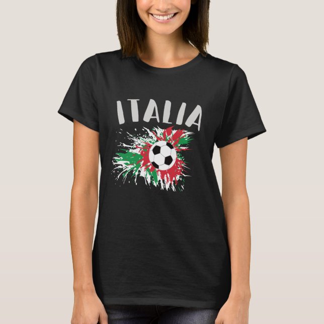 Camiseta Sinalizador de Grunge da Bola de Futebol da Itália (Frente)