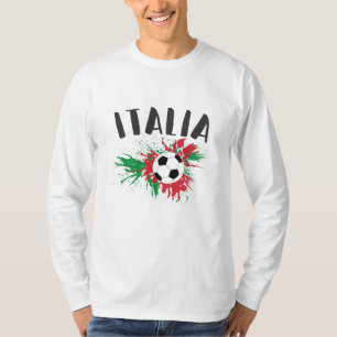 Camiseta Sinalizador de Grunge da Bola de Futebol da Itália