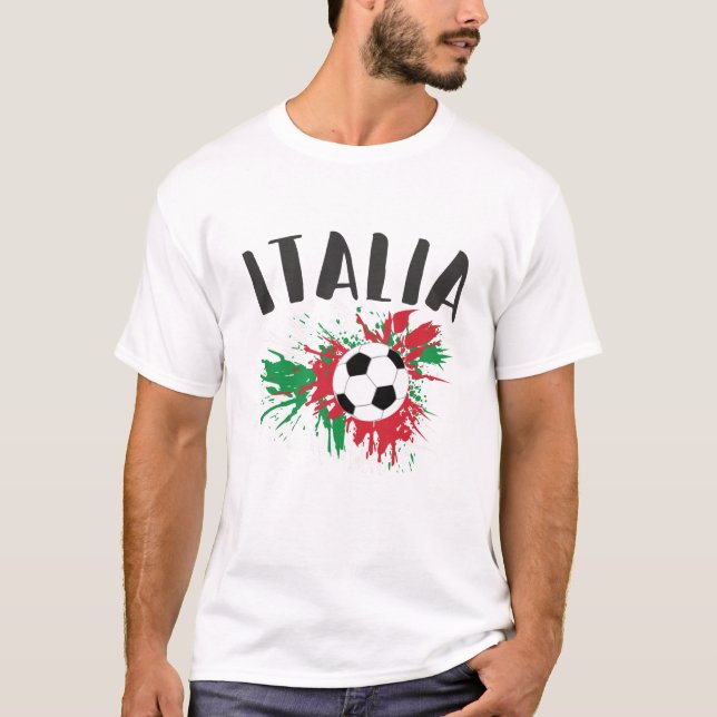 Camiseta Sinalizador de Grunge da Bola de Futebol da Itália (Frente)