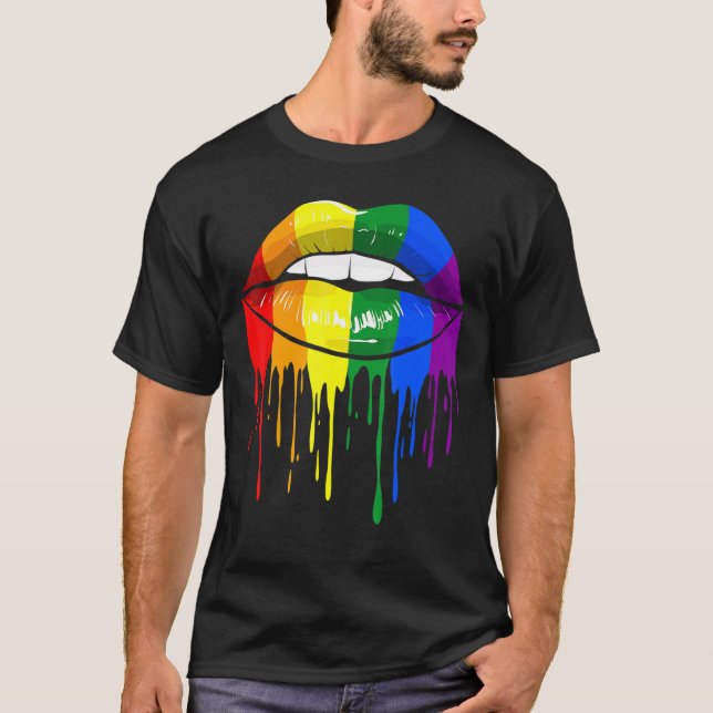 Camiseta Sinalizador de Lábios de Orgulho Lgbt Mês Gay Lgbt (Frente)