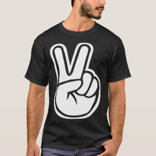 Camiseta Sinalizador de mão de paz de dedo Sinal de dedo de