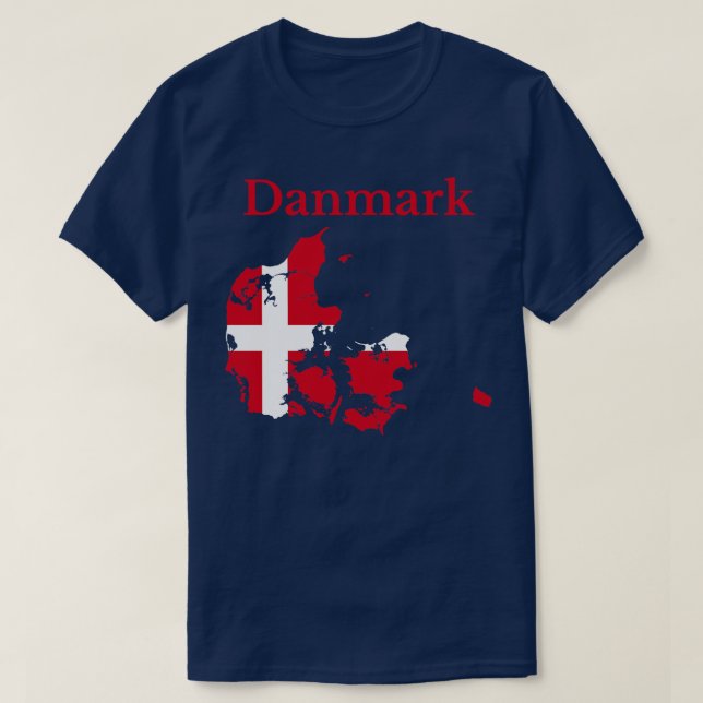 Camiseta Sinalizador de Mapa da Dinamarca (Frente do Design)