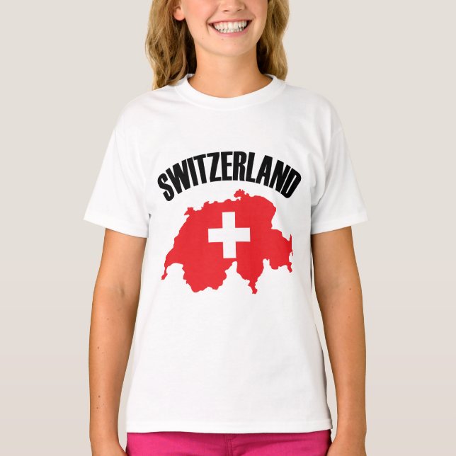 Camiseta Sinalizador de Mapa de suiça (Frente)