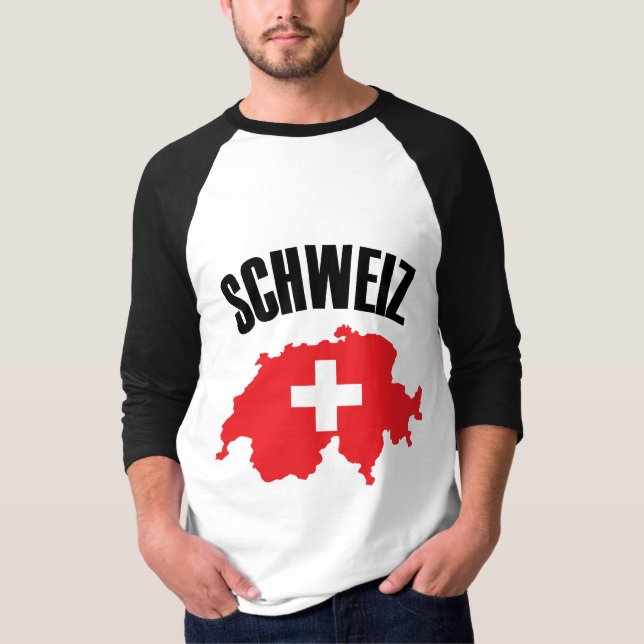 Camiseta Sinalizador de Mapa de Suiça Schweiz (Frente)