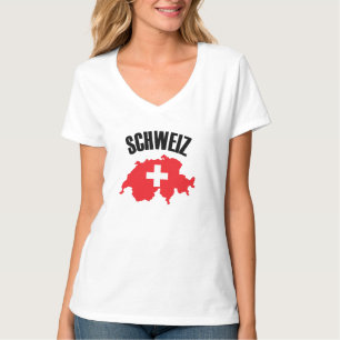 Camiseta Sinalizador de Mapa de Suiça Schweiz