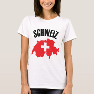 Camiseta Sinalizador de Mapa de Suiça Schweiz