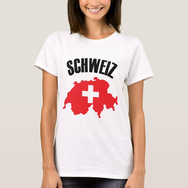 Camiseta Sinalizador de Mapa de Suiça Schweiz (Frente)