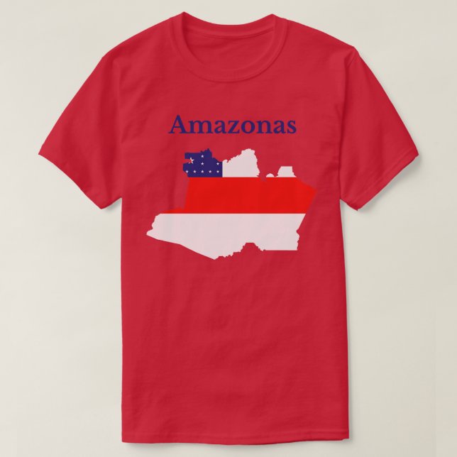Camiseta Sinalizador de Mapa do Estado do Amazonas Brasil (Frente do Design)