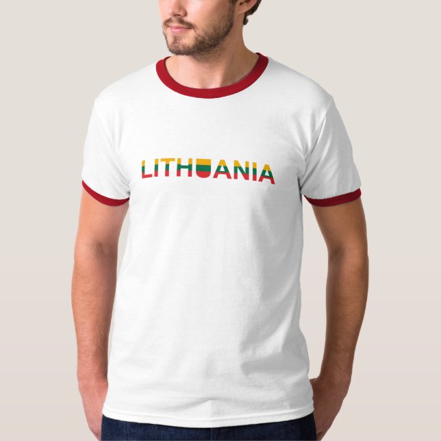 Camiseta Sinalizador de mapa Simples Moderno da Lituânia (Frente)