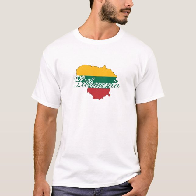 Camiseta Sinalizador de mapa Simples Moderno da Lituânia (Frente)