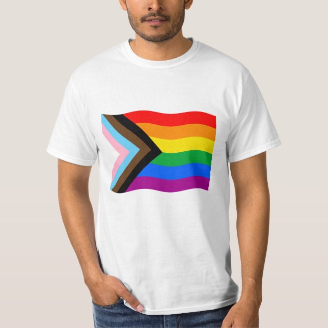 Camiseta Sinalizador de Onda do Orgulho de Progresso (Frente)