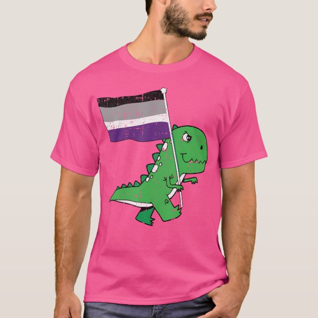 Camiseta Sinalizador de Orgulho Asexual T-Rex Funny Dino-Sa (Frente)