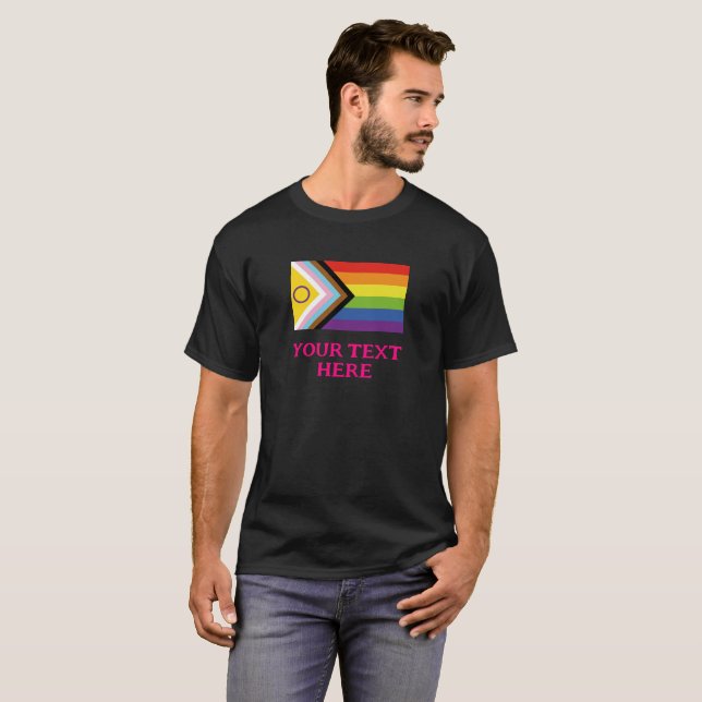 Camiseta Sinalizador de Orgulho de Progresso Inclusivo LGBT (Frente Completa)