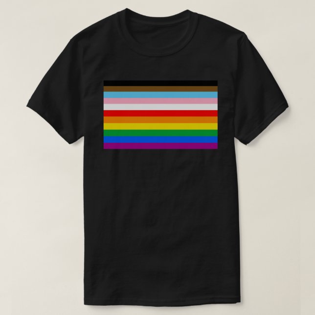 Camiseta Sinalizador de Orgulho Inclusivo LGBTQ+ (Frente do Design)