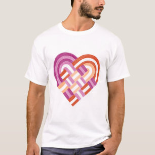 Camiseta Sinalizador de Orgulho Lésbico de Coração Tecido V