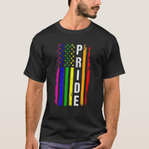 Camiseta Sinalizador de Pride Gay nos Estados Unidos Retro 
