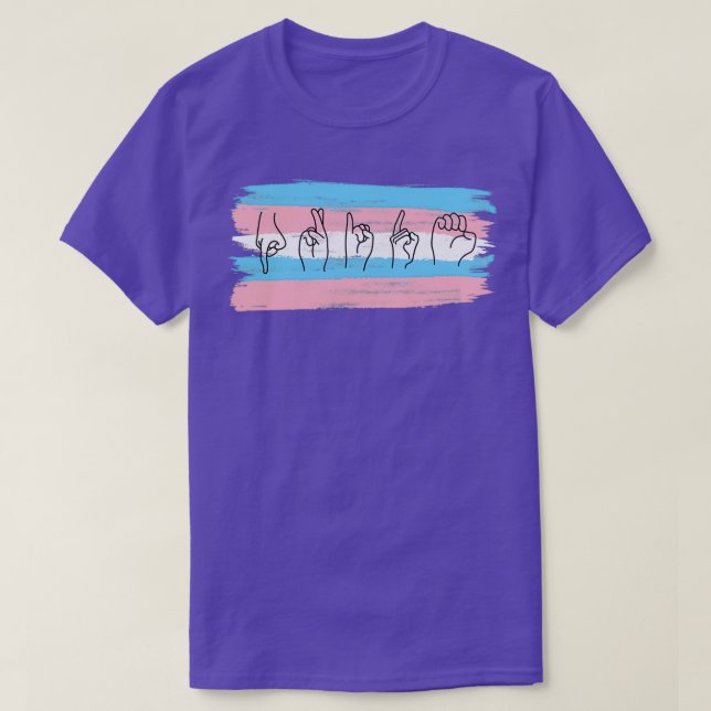 Camiseta Sinalizador de Prioridade Trans ASL (Frente do Design)