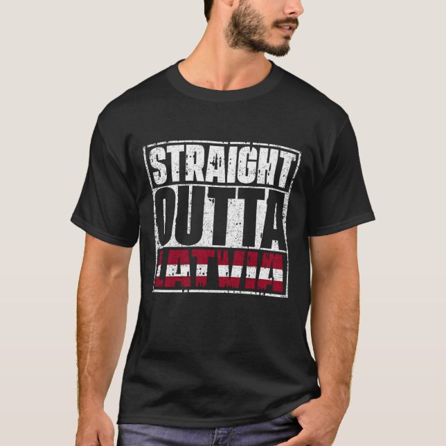 Camiseta Sinalizador de saída de hetero da latvia (Frente)