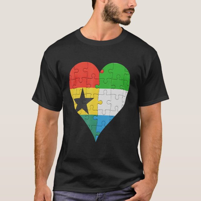 Camiseta Sinalizador de Serra Leoa ganense Heart (Frente)